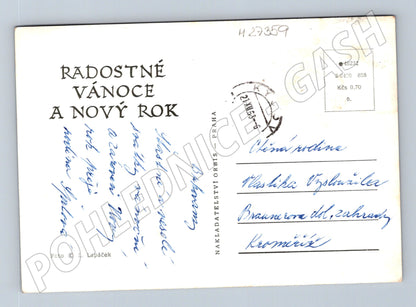 Pohlednice Vánoční jmelí svíčka 1953 (M27359)