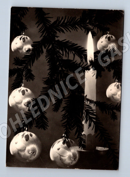 Pohlednice Vánoční stromeček dekorace 1957 (M27364)