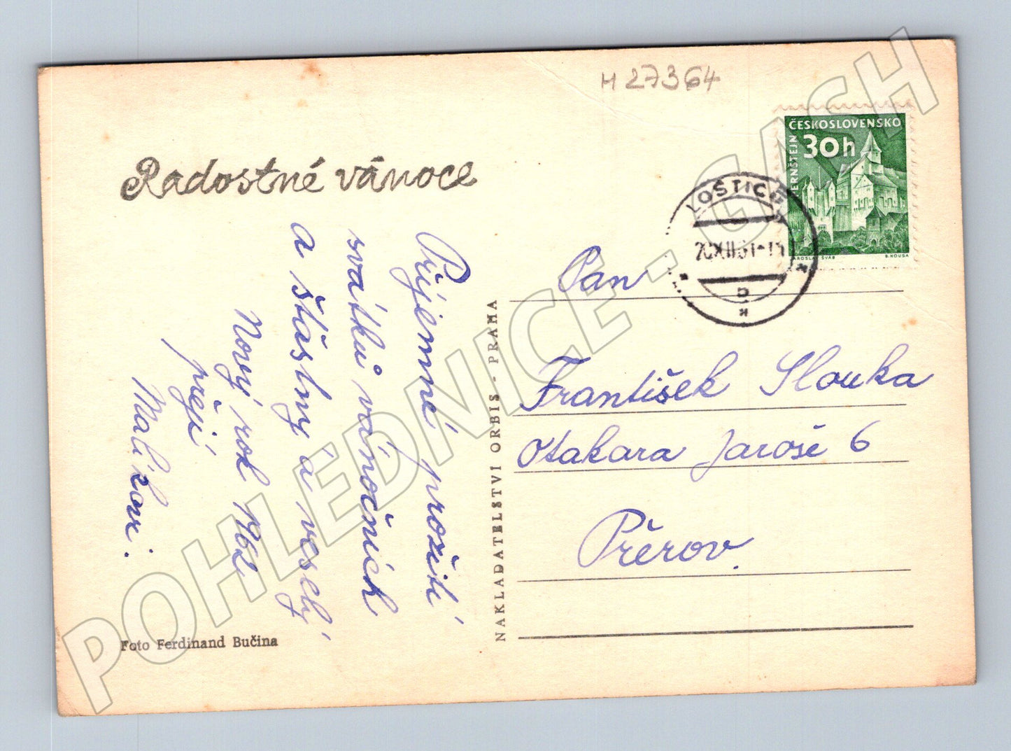 Pohlednice Vánoční stromeček dekorace 1957 (M27364)