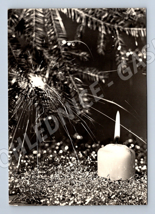 Pohlednice Vánoce prskavka stromeček 1960 (M27367)