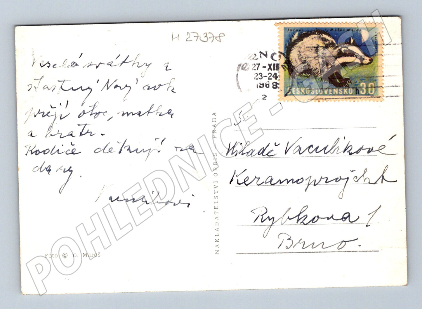 Pohlednice Radostné Vánoce a Nový Rok 1968 (M27378)