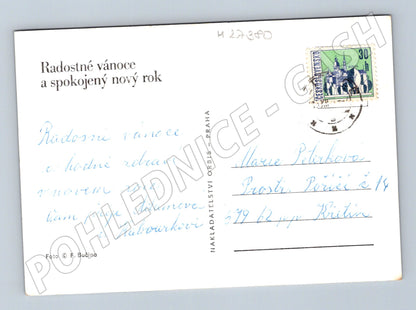 Pohlednice vánoční motiv svíčky a cukroví 196x (M27380)