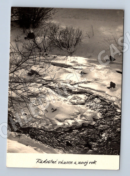 Pohlednice zimní krajina Vánoce a Nový rok 1966 (M27385)