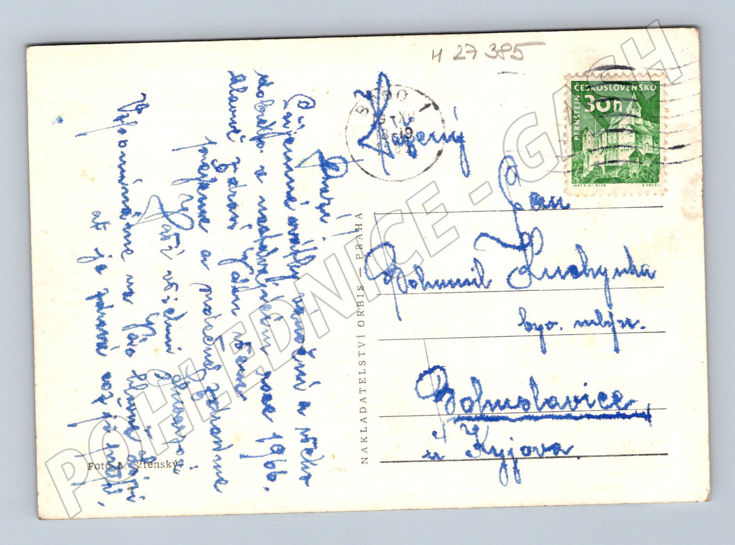 Pohlednice zimní krajina Vánoce a Nový rok 1966 (M27385)