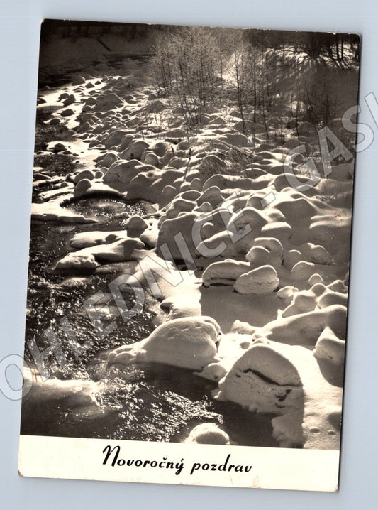 Pohlednice Novoroční pozdrav zimní krajina 1964 (M27388)