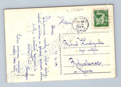 Pohlednice Praha zimní motiv Vánoce a Nový rok 1964 (M27389)