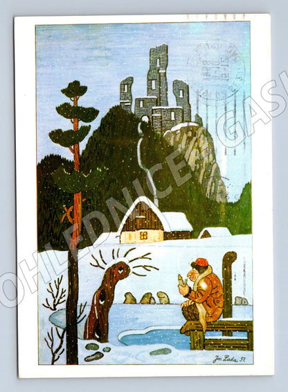 Pohlednice Josef Lada zimní motiv 1968 (M27411)