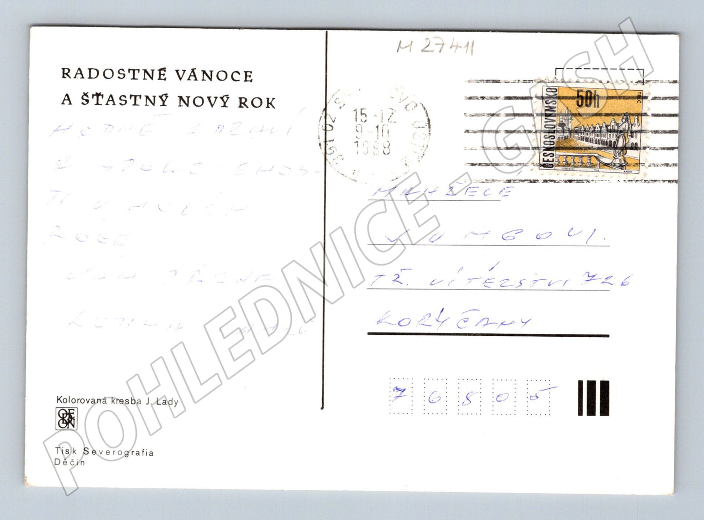 Pohlednice Josef Lada zimní motiv 1968 (M27411)