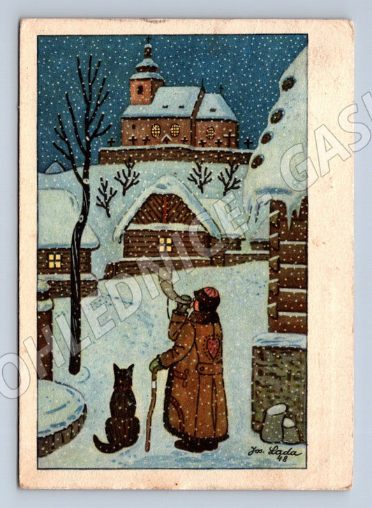 Pohlednice zimní motiv Josef Lada 1951 (M27414)