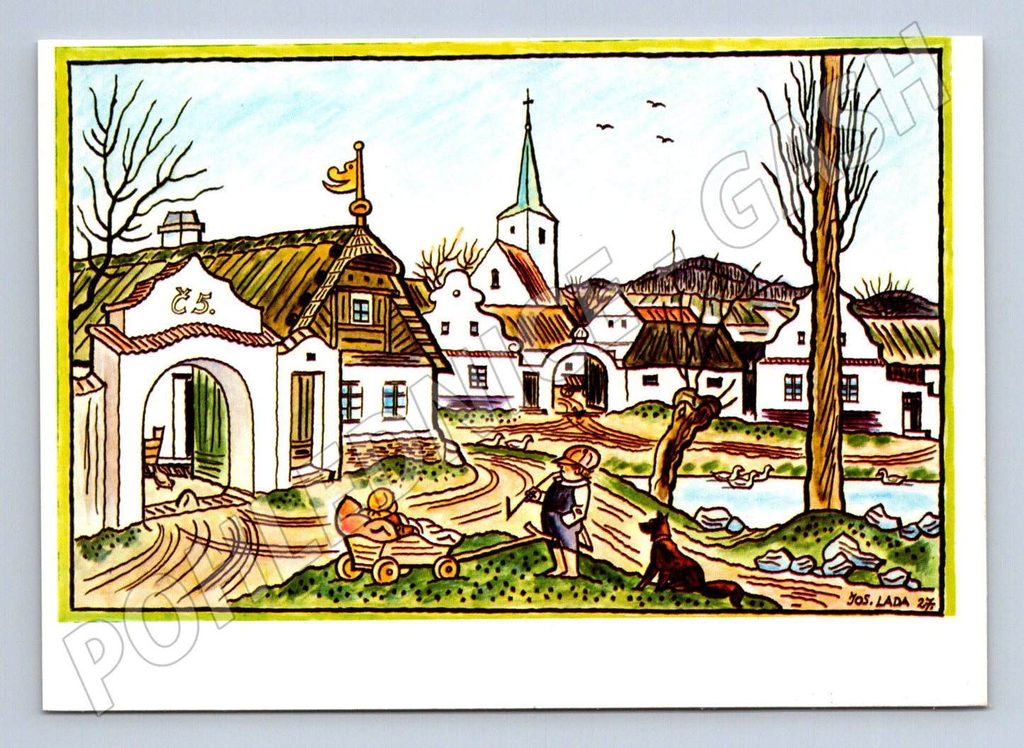 Pohlednice Josef Lada vesnický motiv 1990 (M27420)