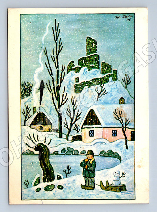 Pohlednice zimní motiv Josef Lada 1984 (M27421)