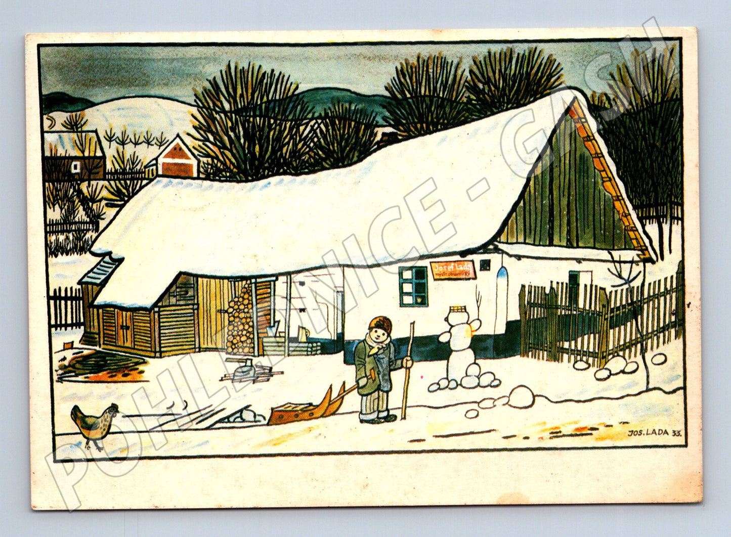 Pohlednice Josef Lada zimní idyla 1933 (M27423)