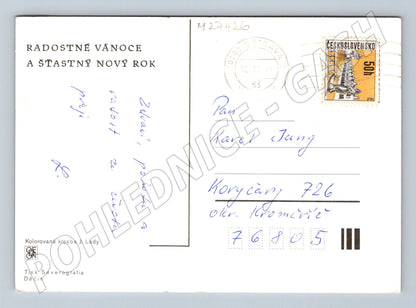 Pohlednice Vánoční Josef Lada Zima krmení ptáčků 1983 (M27426)