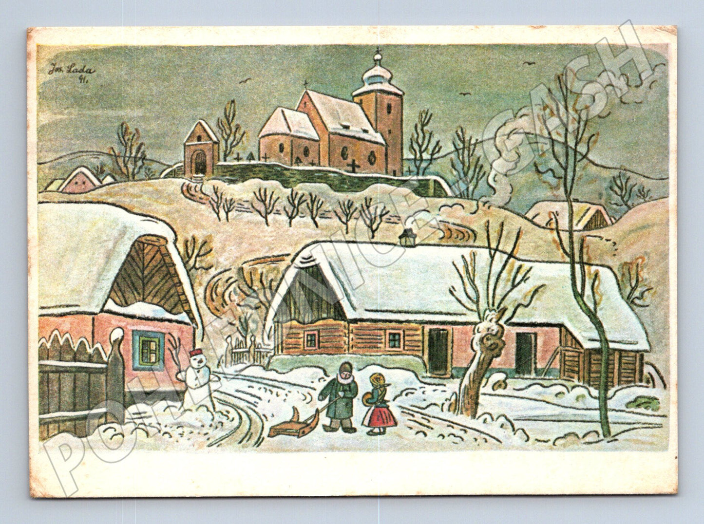 Pohlednice zimní krajina Josef Lada 1941 (M27429)