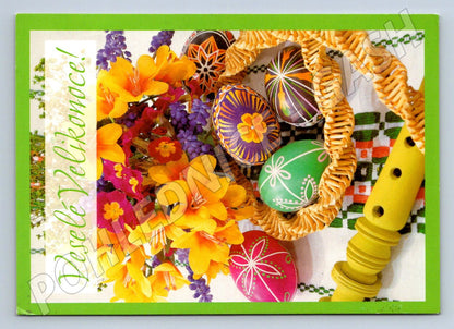 Pohlednice kraslice a jarní květiny (M2743)