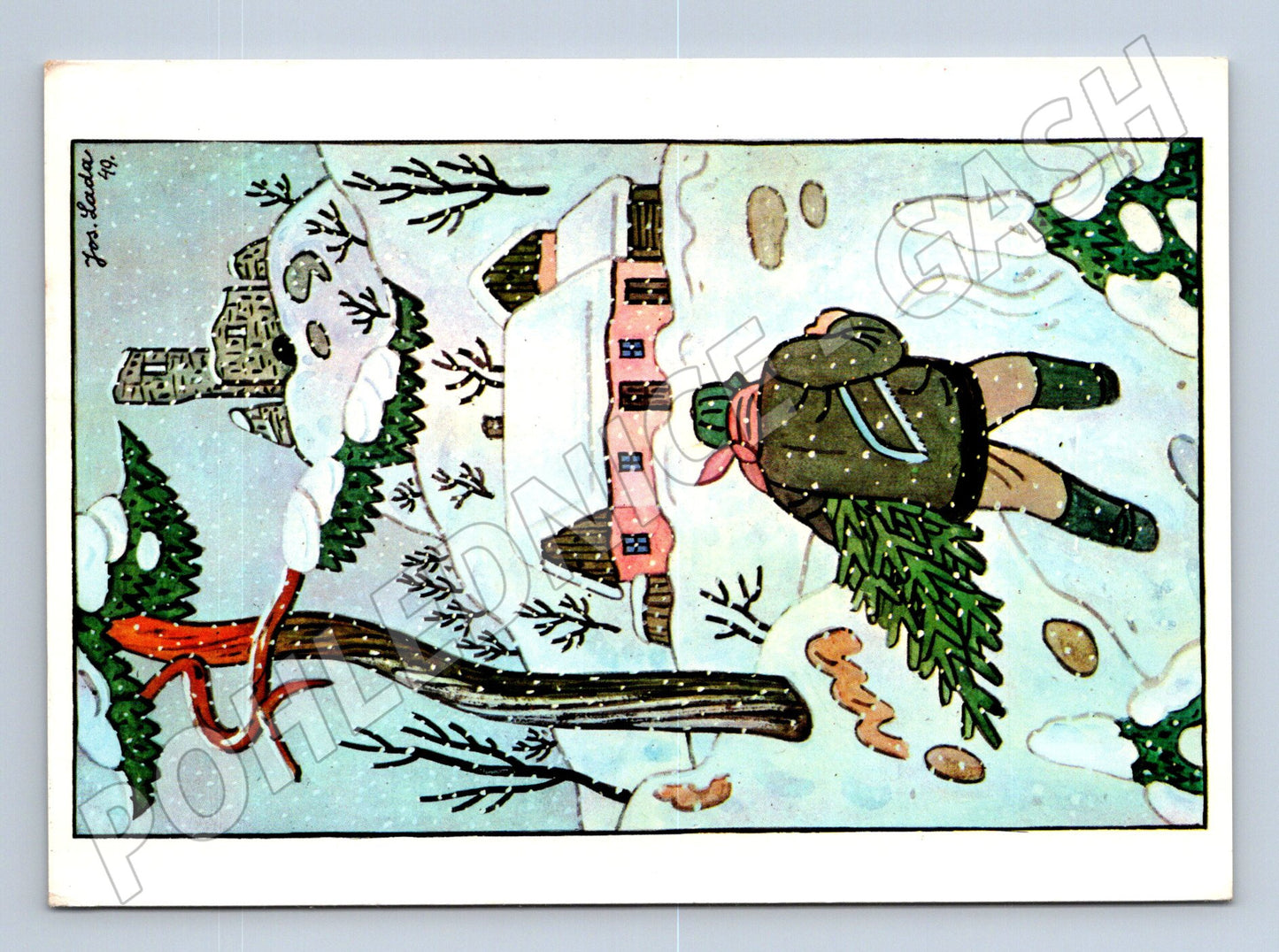 Pohlednice Vánoční Josef Lada motiv zima 1984 (M27434)
