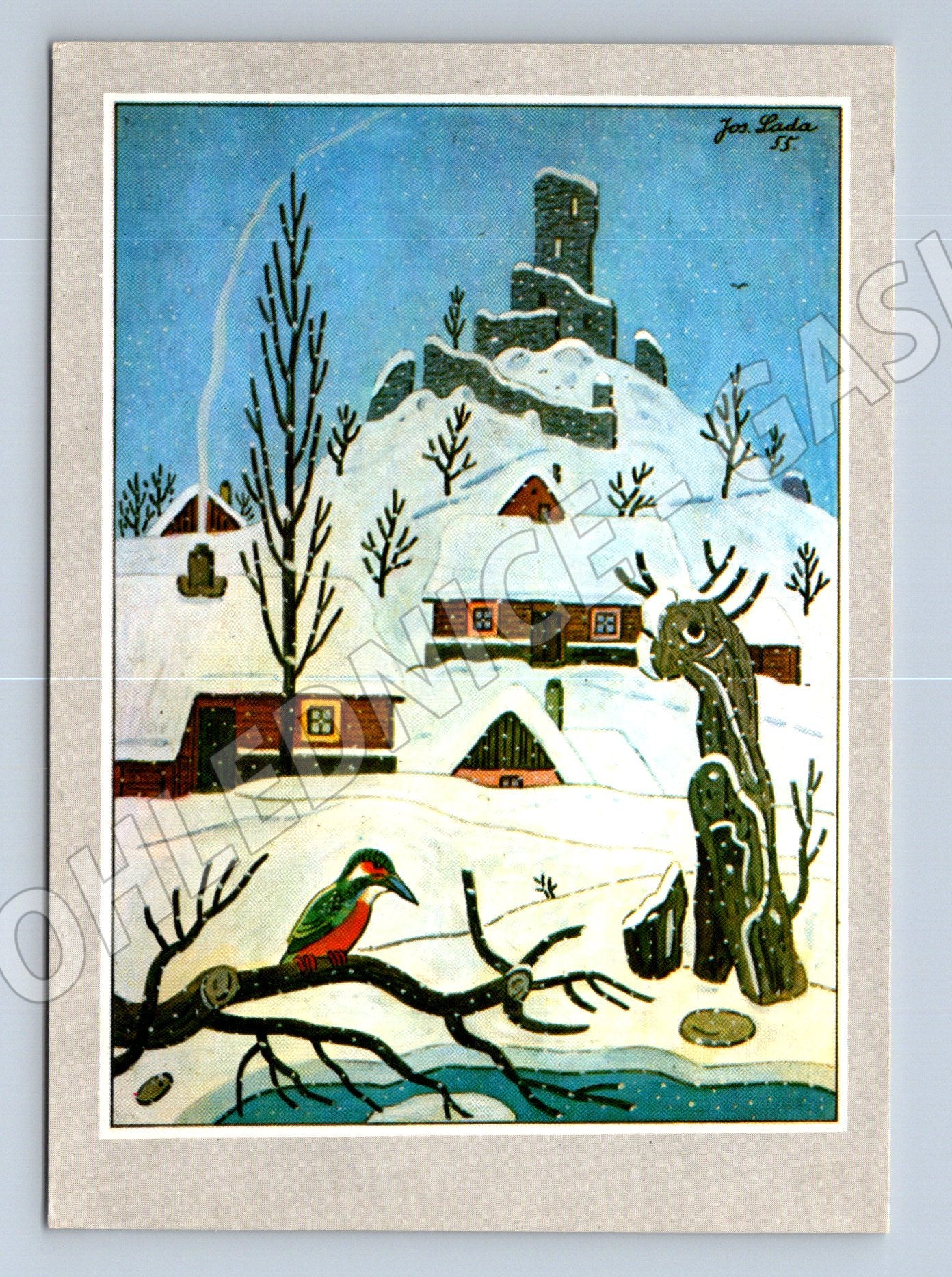 Pohlednice Josef Lada zimní krajina 1991 (M27442)