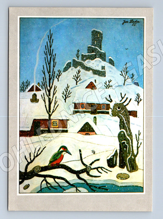 Pohlednice Josef Lada zimní krajina 1991 (M27442)