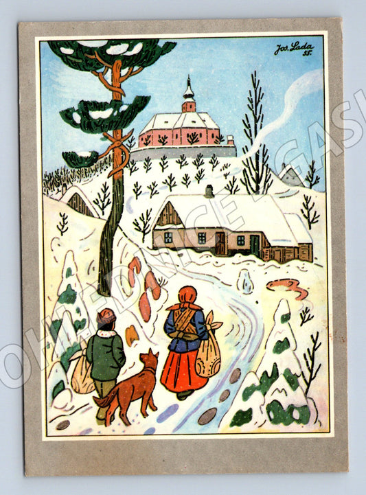 Pohlednice Josef Lada zimní motiv 1984 (M27444)