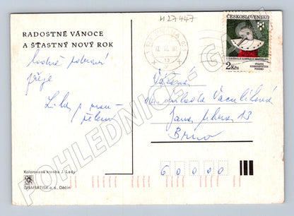 Pohlednice zimní krajina Josef Lada 1992 (M27447)