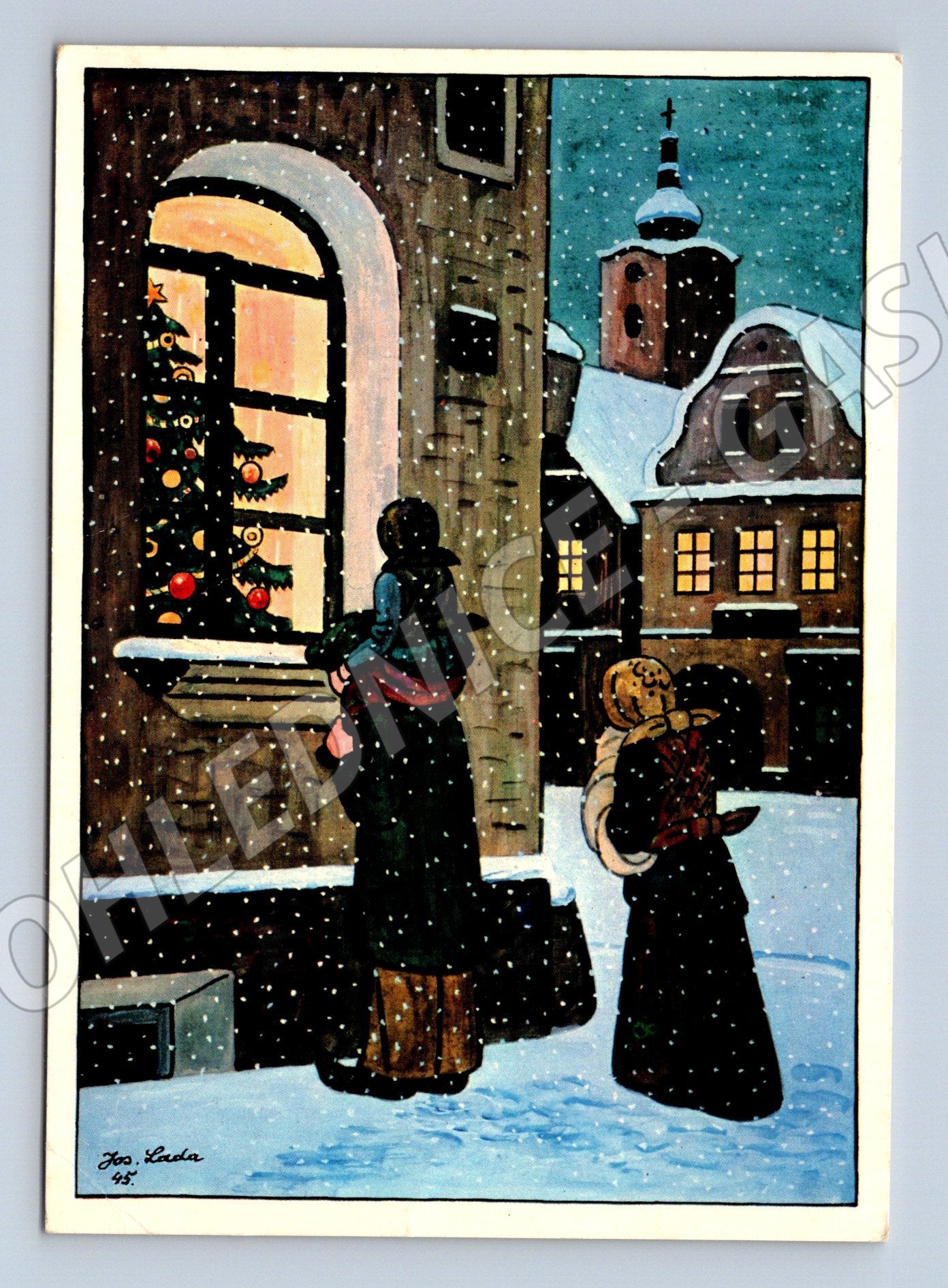 Pohlednice Vánoční motiv Josef Lada 1982 (M27448)