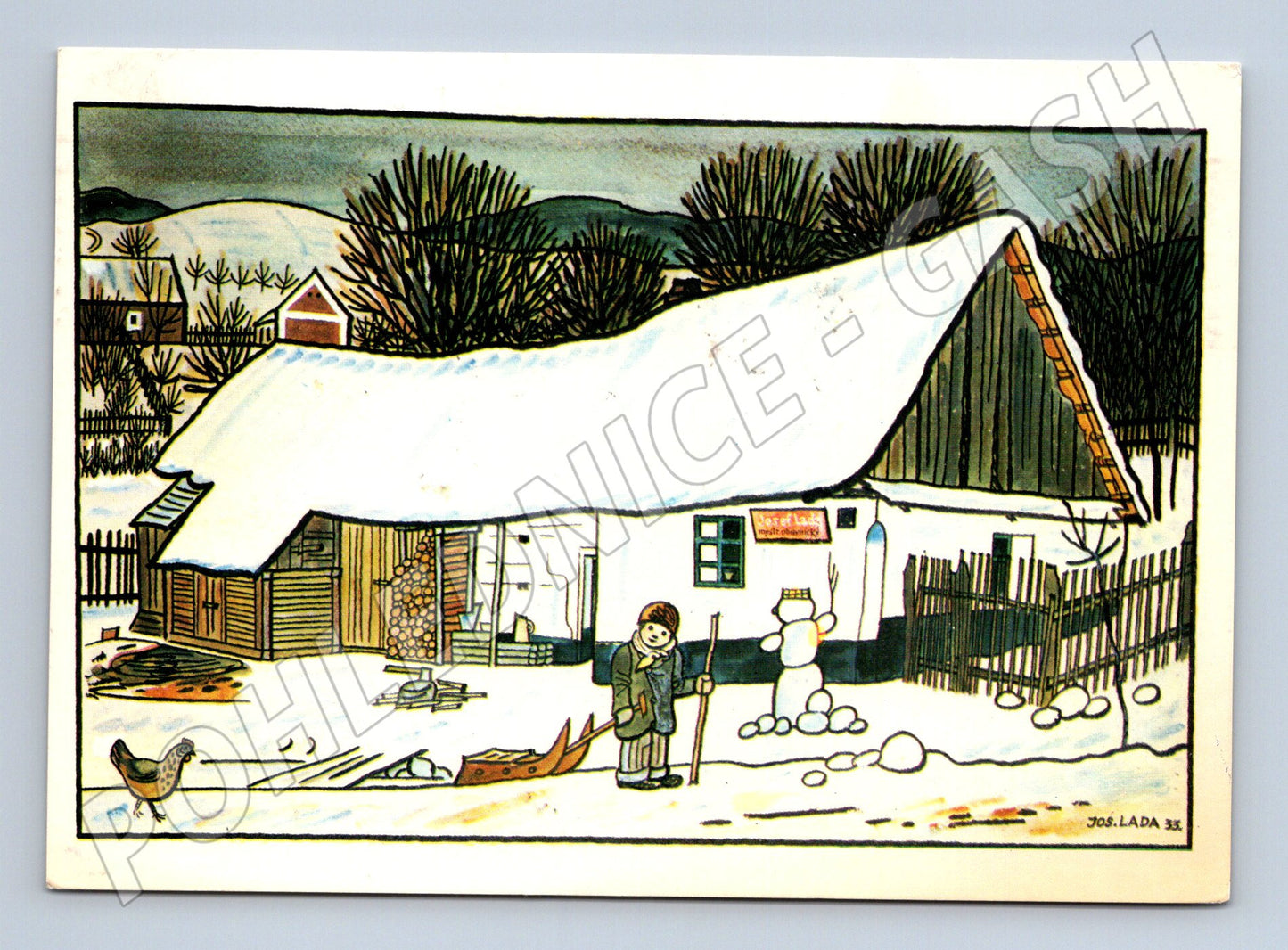 Pohlednice Josef Lada zimní motiv 1980 (M27449)