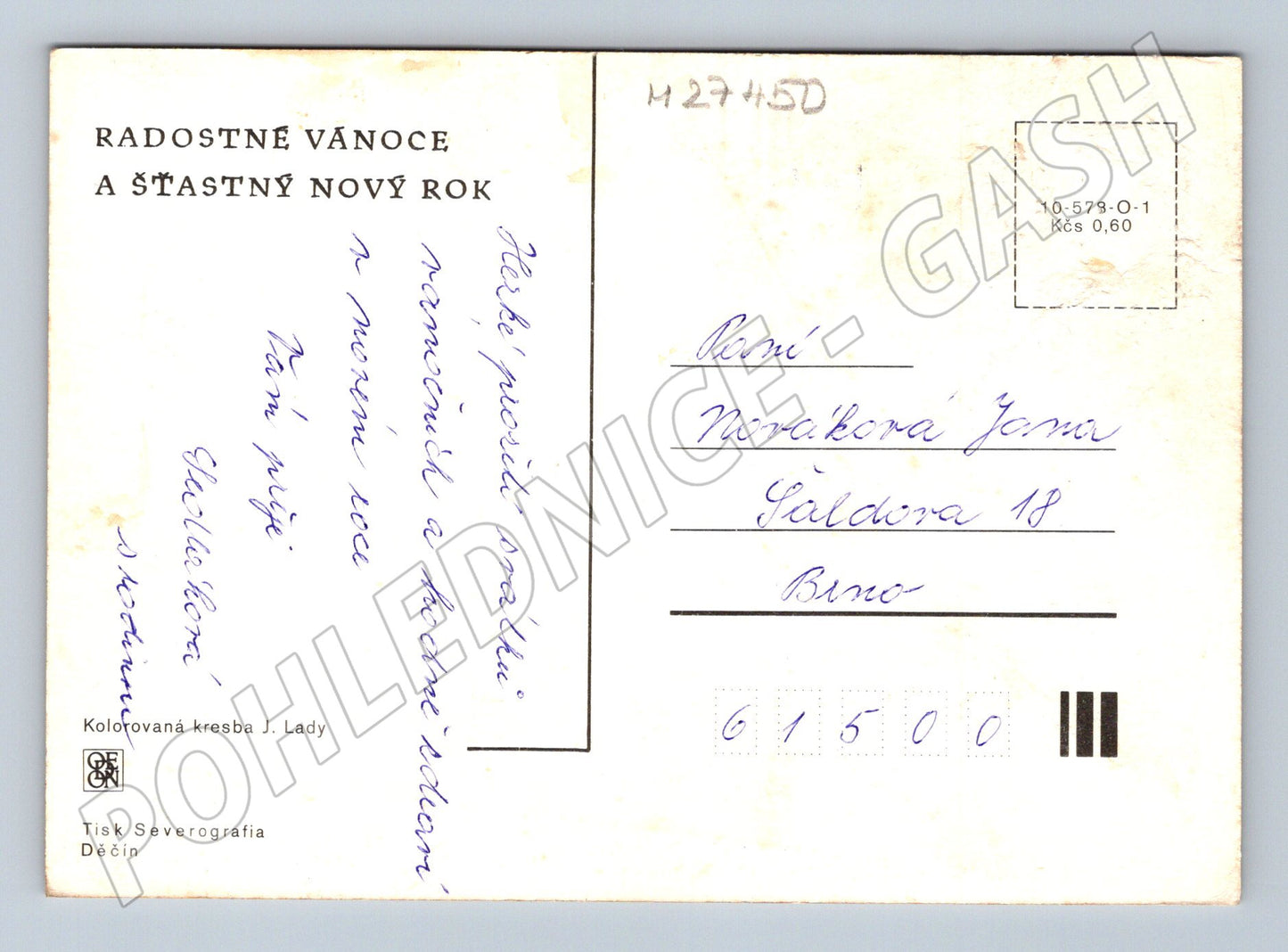 Pohlednice Vánoční motiv Josef Lada 1948 (M27450)