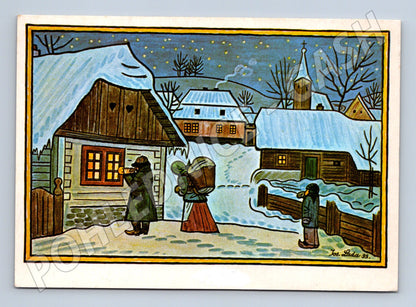 Pohlednice Josef Lada zimní vesnice 1933 (M27459)