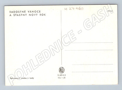 Pohlednice zimní Vánoce Jos. Lada 1955 (M27460)