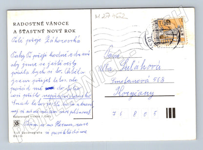 Pohlednice zimní vesnice Josef Lada vánoční (M27462)