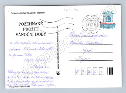 Pohlednice Betlém vánoční freska 1997 (M27470)