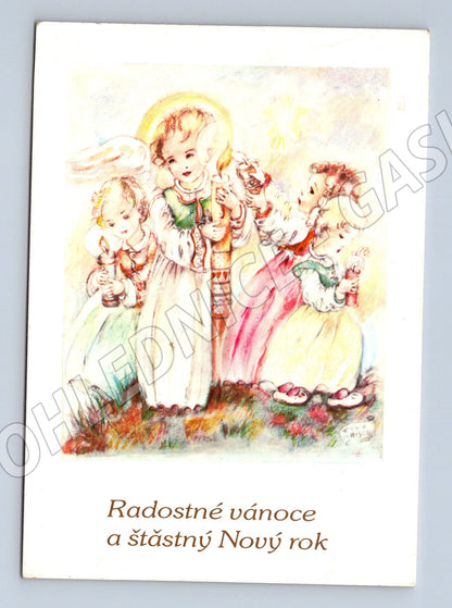 Pohlednice Vánoční s andělíčky 1993 (M27484)