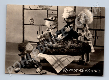 Pohlednice Vánoce loutky Radostné Vánoce 1974 (M27497)