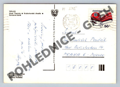 Pohlednice Teplice – zimní motiv, Československo 1984 (M275)