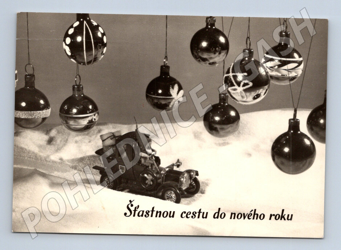 Pohlednice Novoroční motiv s autíčkem 1970 (M27506)