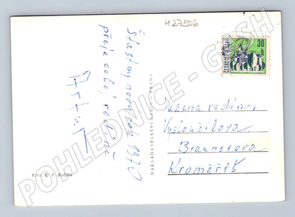 Pohlednice Novoroční motiv s autíčkem 1970 (M27506)
