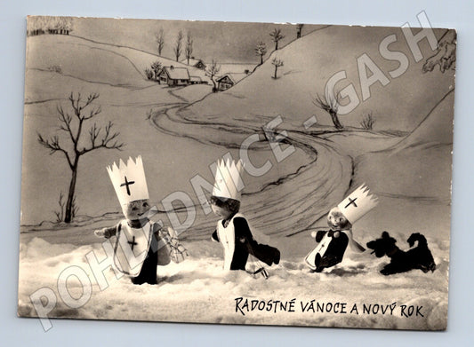 Pohlednice Tři králové vánoční motiv 1949 (M27509)
