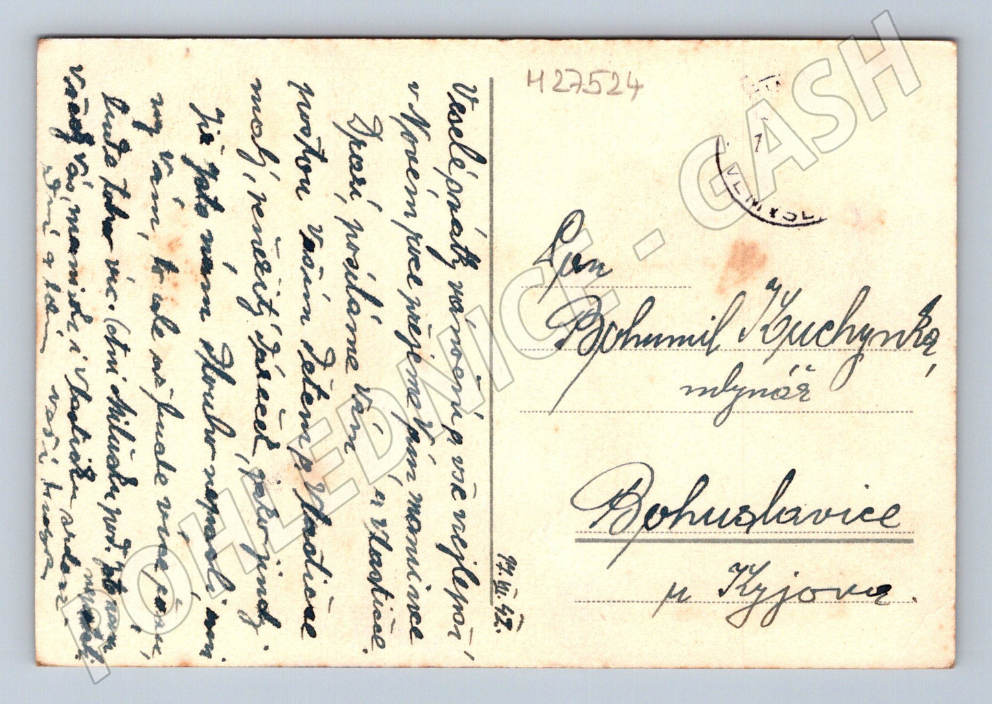 Pohlednice Vánoční andělíčci a srneček 1947 (M27524)