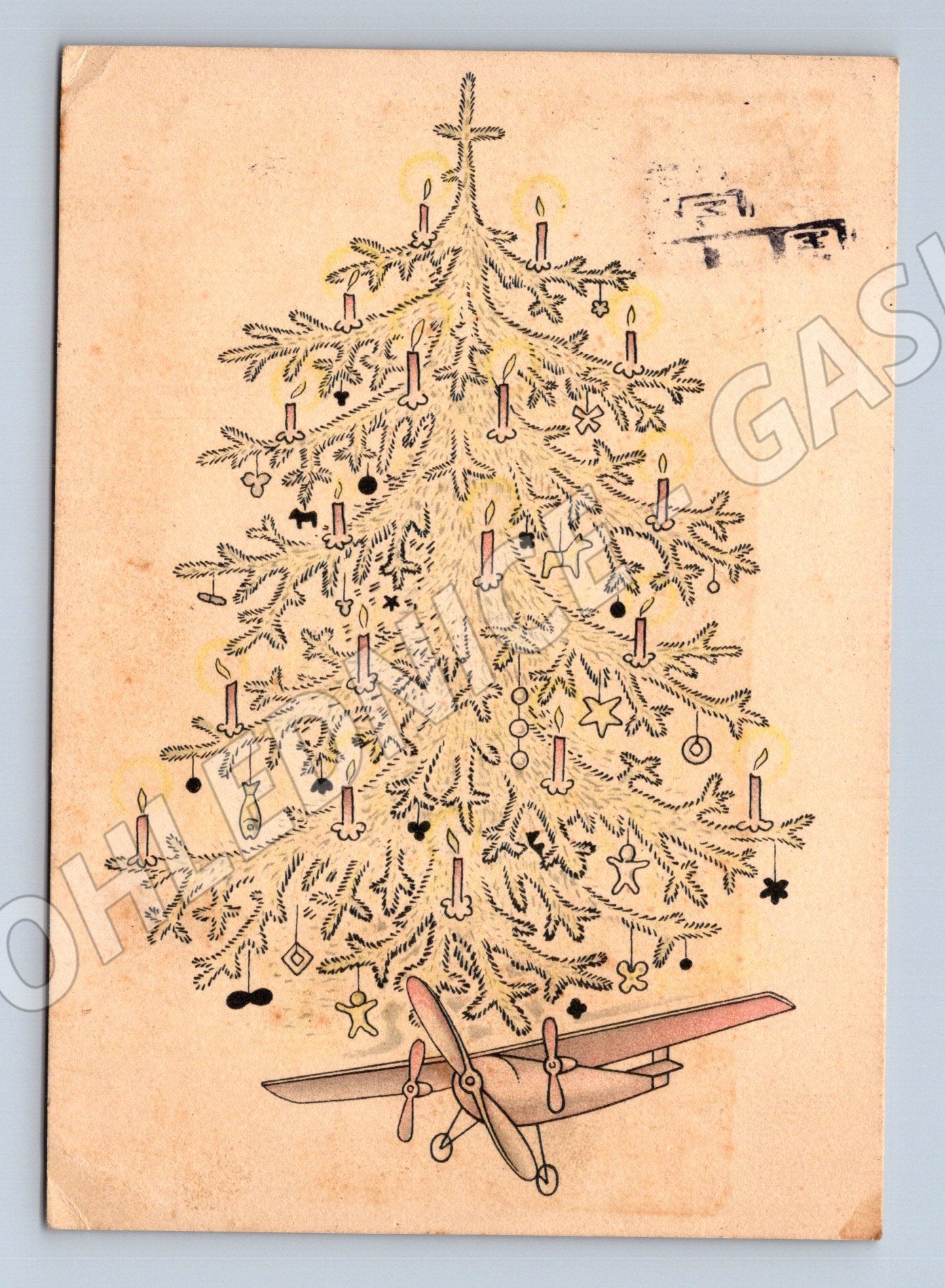 Pohlednice vánoční stromeček letadlo 1936 (M27529)