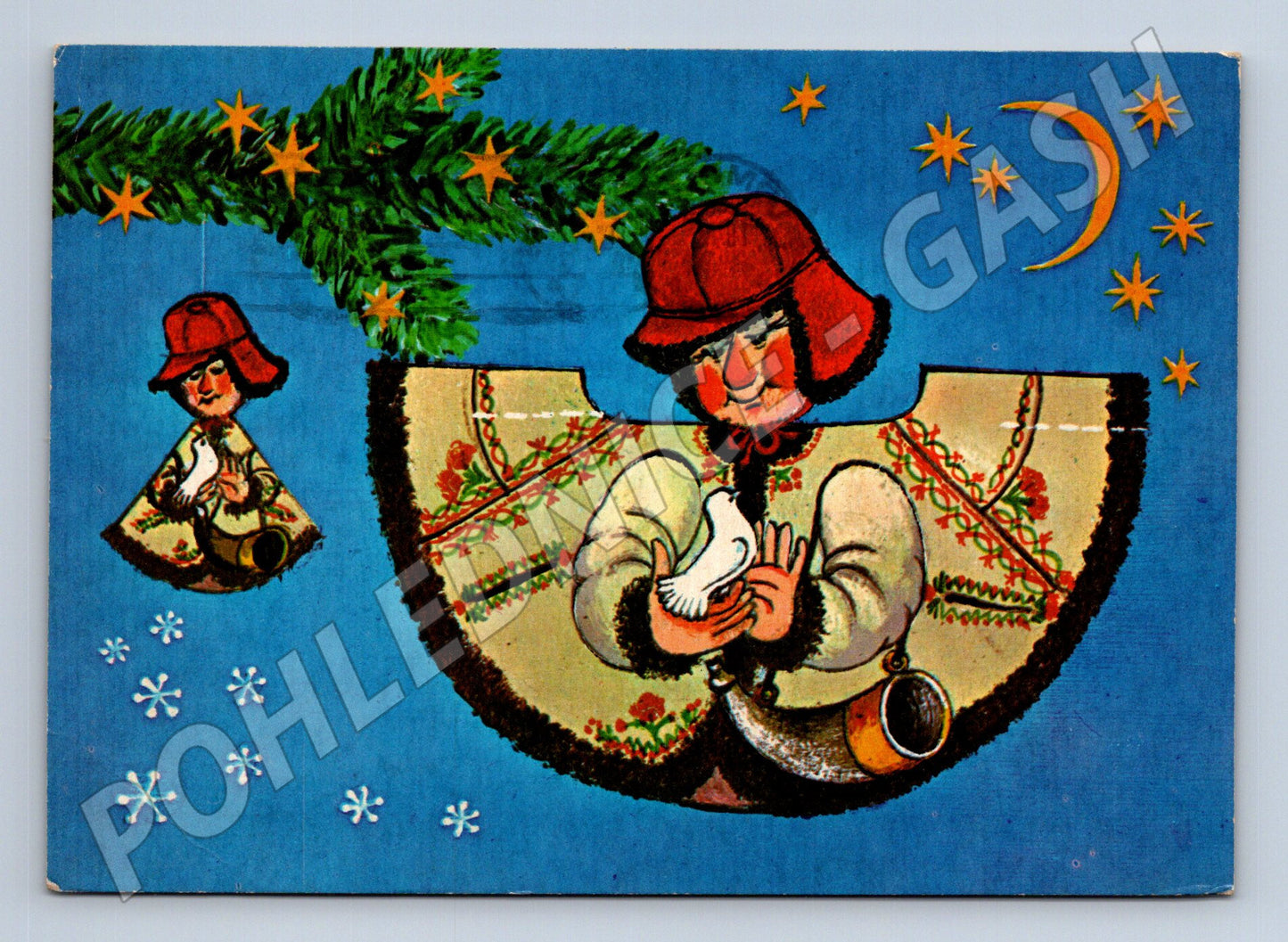 Pohlednice vánoční vystřihovací motiv 1975 (M27530)