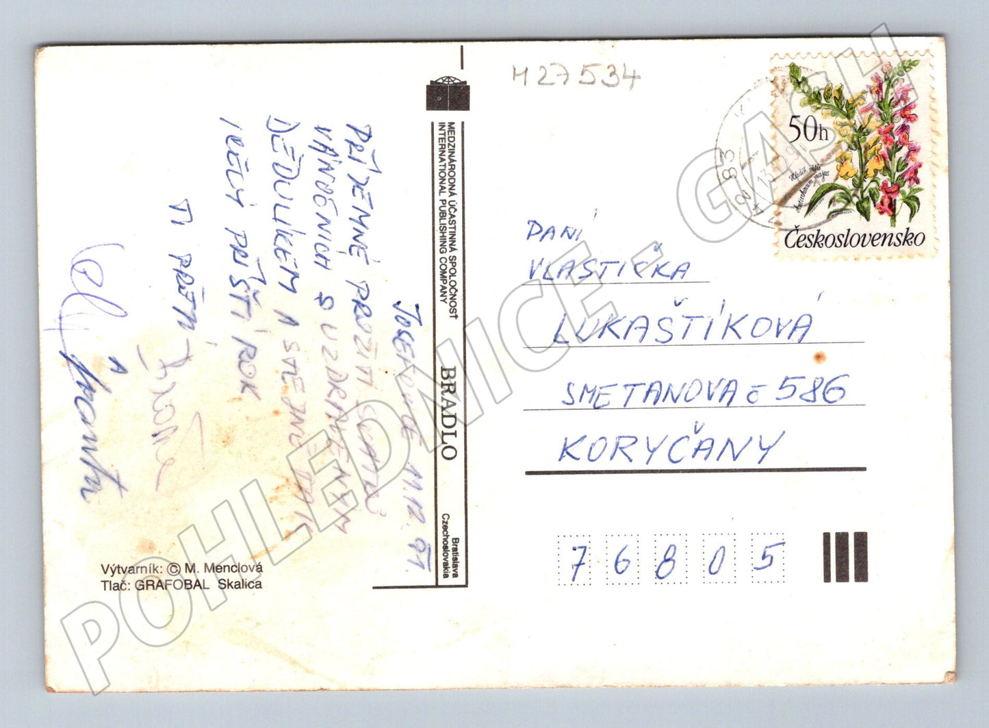 Pohlednice Vánoční děti v zimě 1997 (M27534)