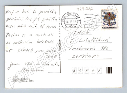 Pohlednice Vánoce motiv zeměkoule 1990 (M27536)
