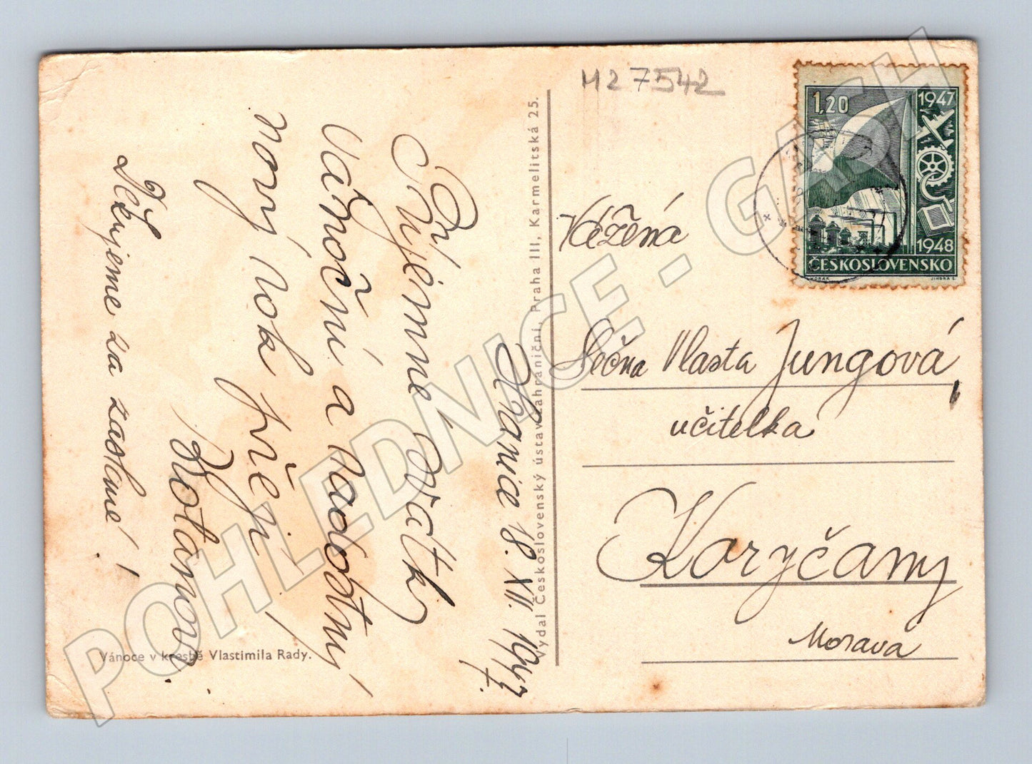 Pohlednice Tři králové Vlastimil Rada 1947 (M27542)