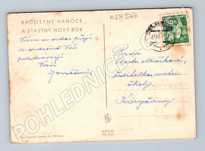 Pohlednice zimní krajina K. Müller Vánoce Nový rok (M27547)
