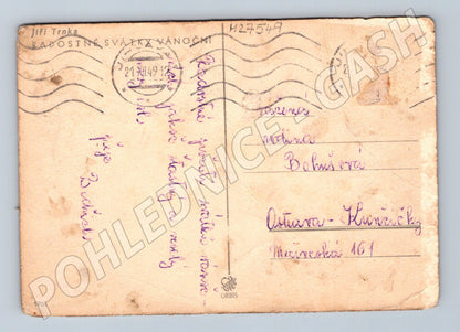 Pohlednice Jiří Trnka vánoční motiv 1949 (M27549)