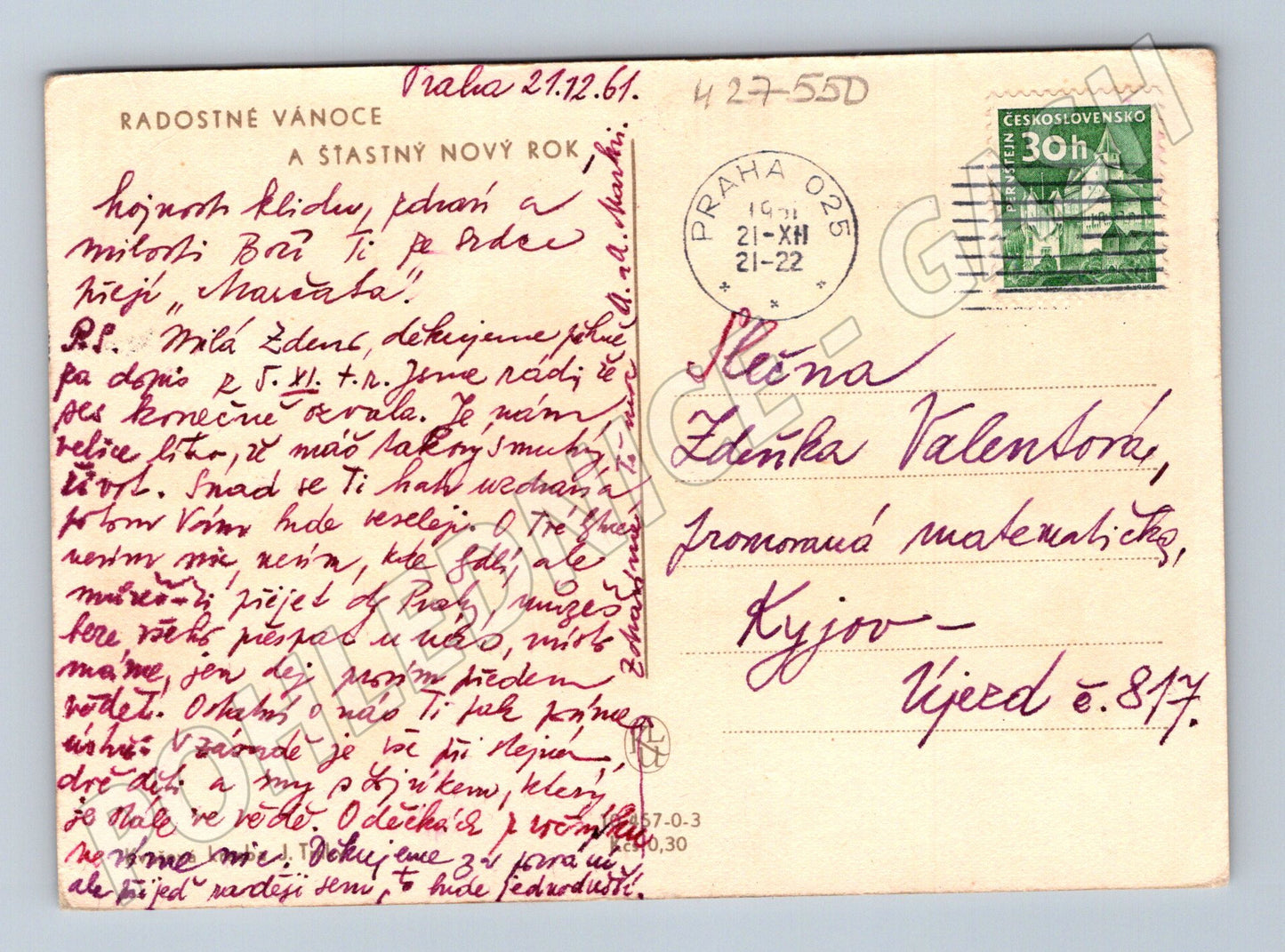 Pohlednice zimní krajina děti Vánoce 1961 (M27550)