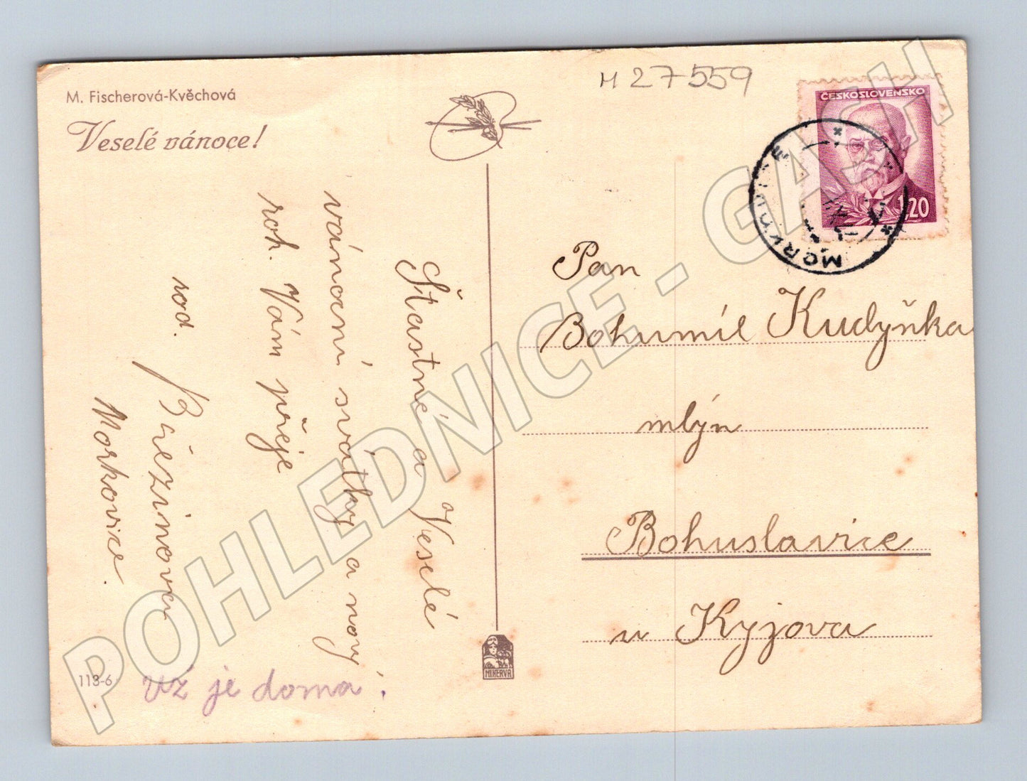 Pohlednice Vánoční M. Fischerová-Kvěchová 1941 (M27559)