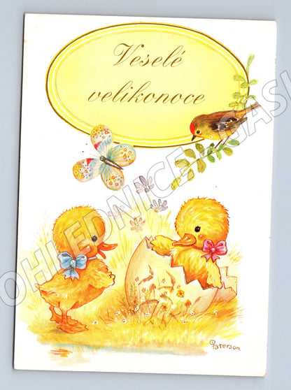 Pohlednice Velikonoce kuřátka a ptáček 1996 (M27575)