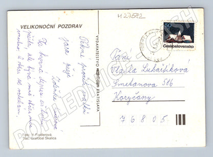 Pohlednice Velikonoční vajíčka v košíku 1971 (M27582)