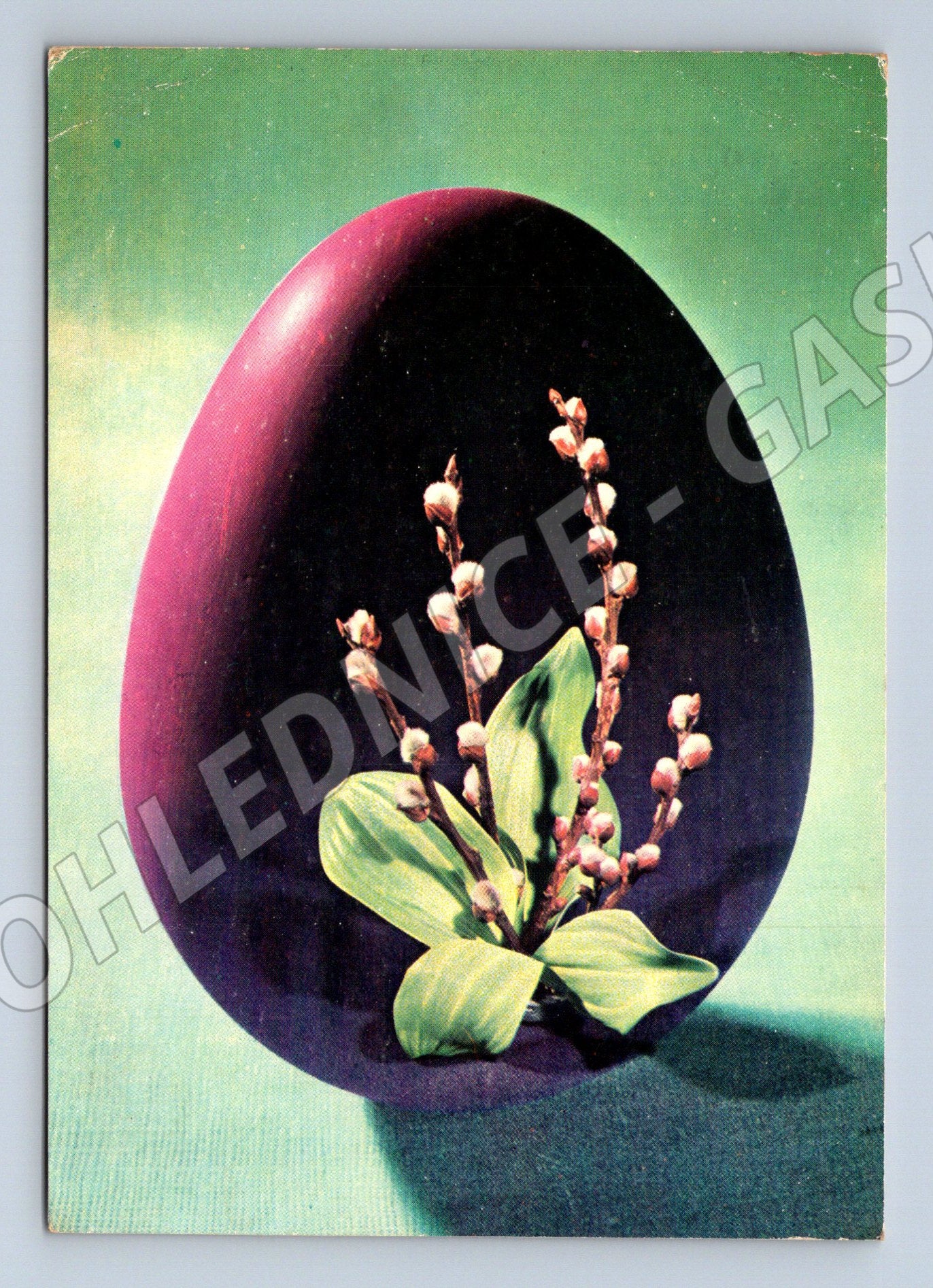 Pohlednice Velikonoční motiv vrba a vejce 1968 (M27583)